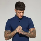 Новая весенне-летняя брендовая мужская повседневная спортивная короткая крутая модная дышащая одежда для фитнеса рубашки с отложным воротником и короткими рукавами