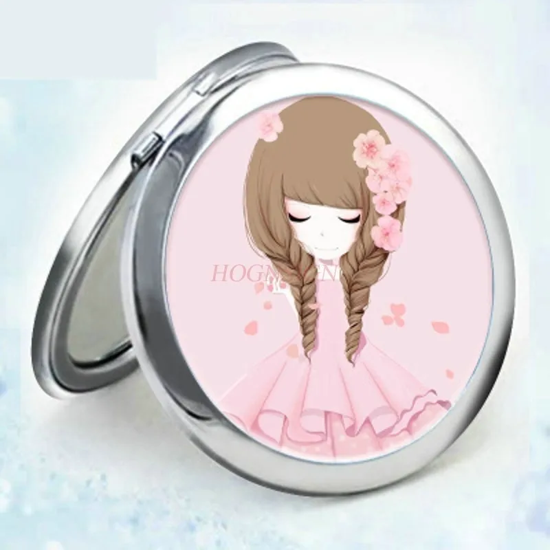 Маленькое зеркало портативное с рисунком маленькое Складное двухстороннее мини