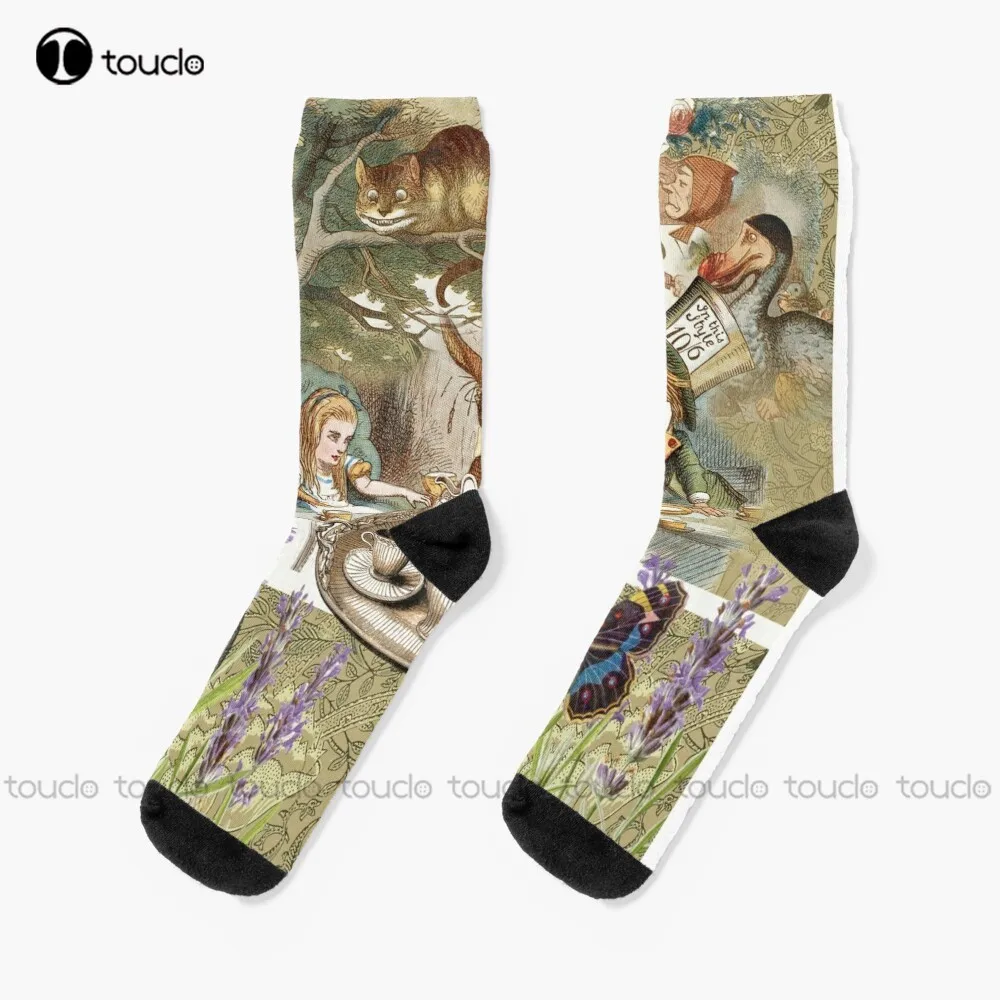 

Alice-In-Wonderland Tea Party Socks Red Socks Christmas New Year Gift Custom Gift Unisex Adult Teen Youth Socks Women Men Sock