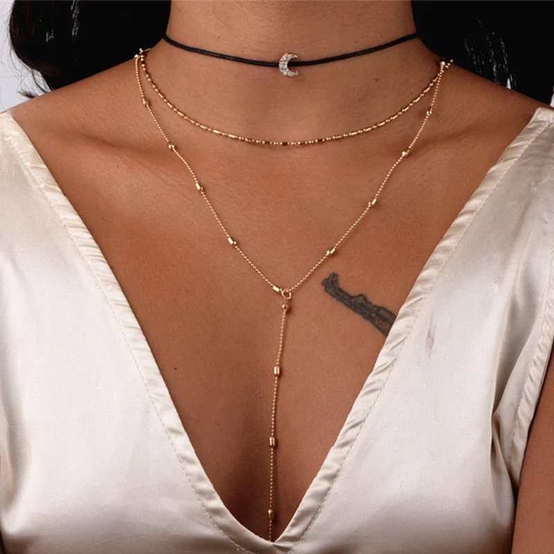 FDY330 IF ME Boho винтажные колье для женщин трехслойные золотые Разноцветные Хрустальные Бусы цепочка с подвеской в виде звезды - Окраска металла: FDY330