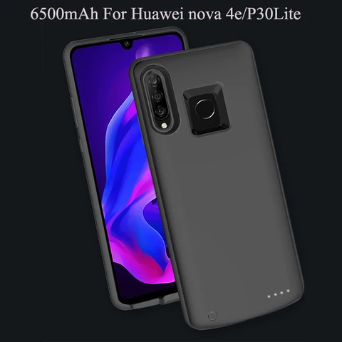 Чехол-аккумулятор для Huawei P30 Lite, Nova 4E; чёрный/синий