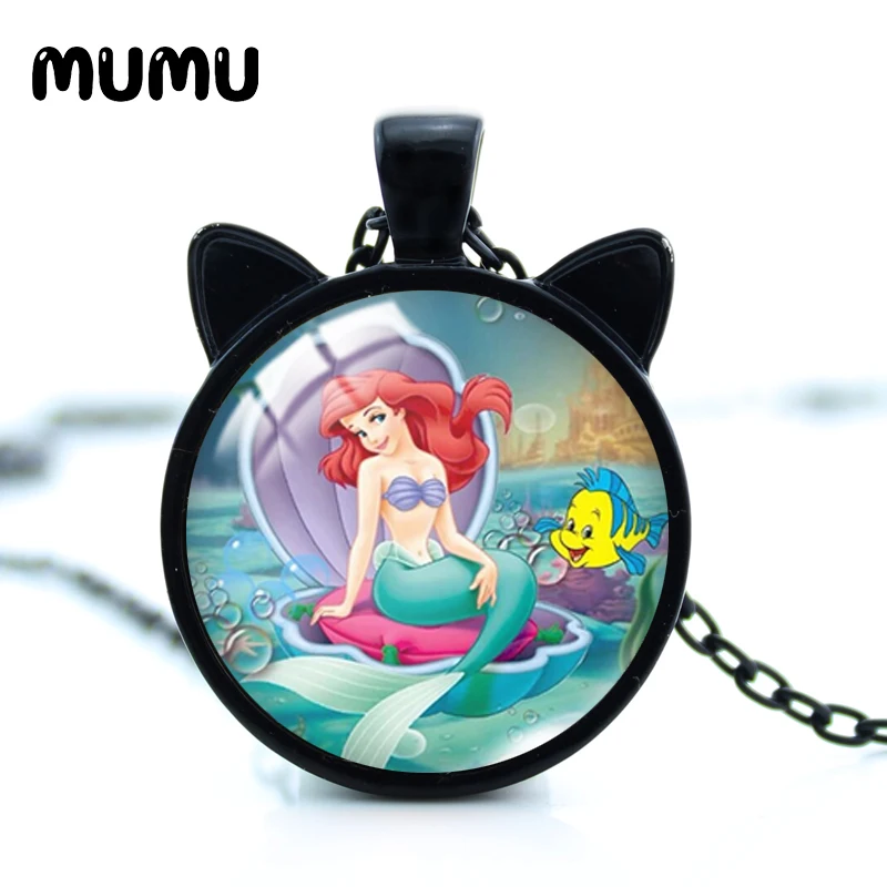 Ожерелье с маленькой русалочкой и кошачьими ушками ожерелье подвеской в виде
