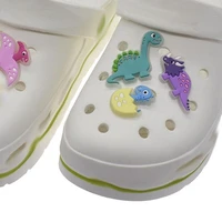 1pcs cute dinosaur shoe decorations for croc luminous pvc fluorescence glowing shoe accessories kids gifts