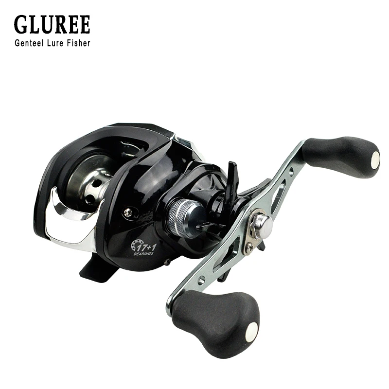 GLUREE baitcasing Рыболовная катушка 17 + 1BB 7 1: 1 220 г с металлической отделкой Серебристая