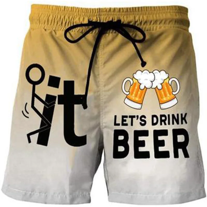 

Men's Beach Breathable Loose Quick-drying Sports Printed Beer Pattern Shorts Fashion Seaside Leisure Swimming 2021