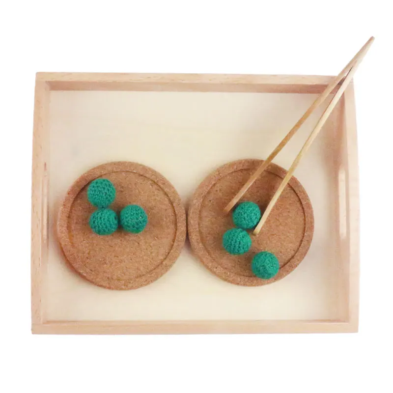 Деревянные детские игрушки Монтессори прямоугольный поднос кубики зажим шар