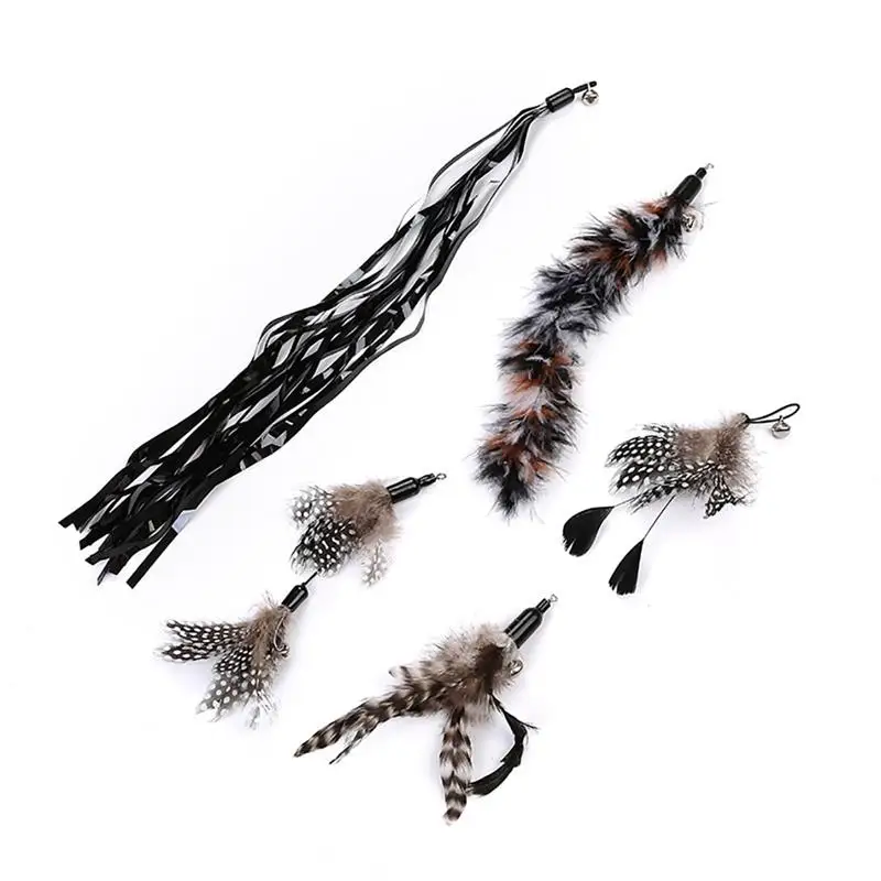 

5PC/Set Cat Teaser Refill Fake Feather Kitten Wand Replacement With Extendable Pole Interactive Toys Training Toys Pet Supplies