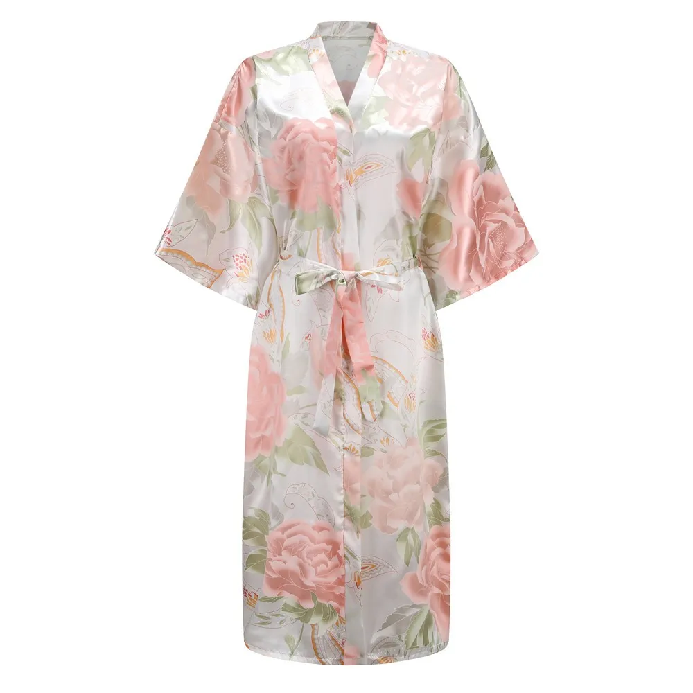 Сексуальный серый женский летний Повседневный Халат длинный халат Женская