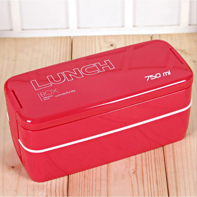 2 3 слоя японский Тонкий Bento Ланчбокс контейнер для еды Bento Ланчбокс с контейнер для ланча мешок микроволновой печи Сейф BPA бесплатно зеленый розовый - Цвет: Red