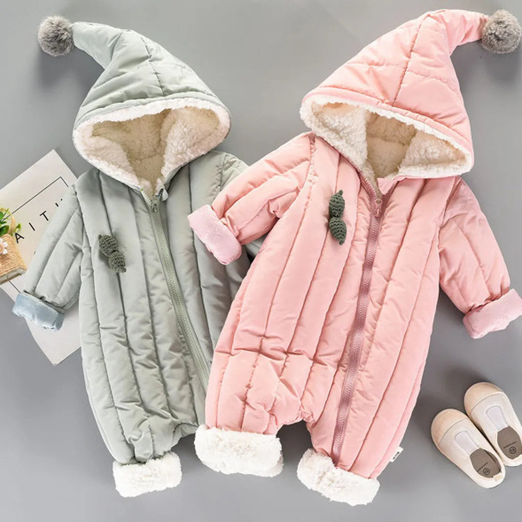 Детский комбинезон для новорожденных зимняя одежда с цветочным принтом оборками