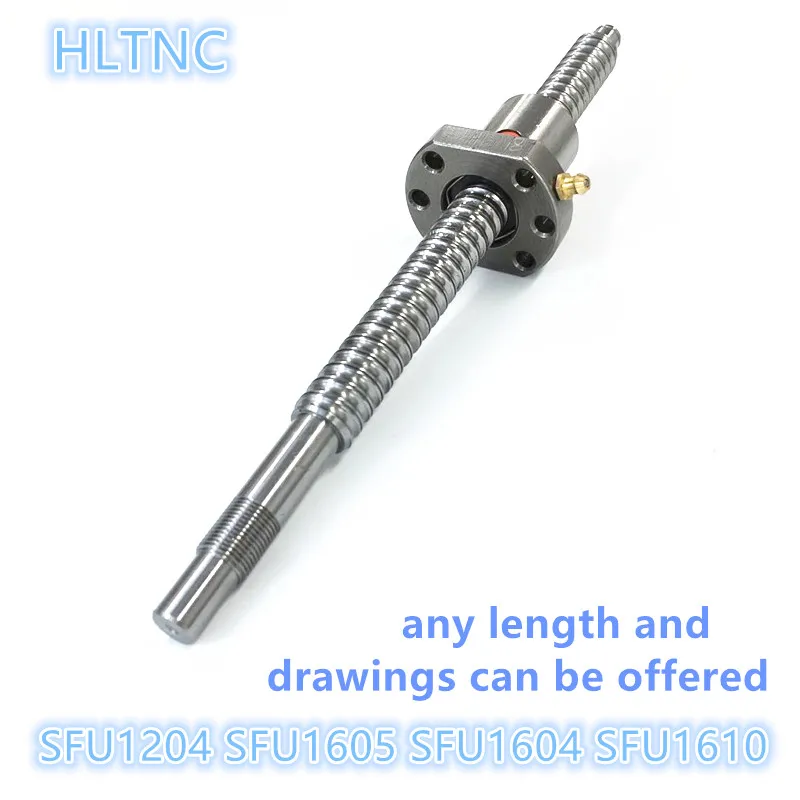 SFU1204 SFU1605 SFU1604 SFU1610 100-550 мм шариковый винт С7 с фланцем 1605 1610 одинарная/двойная гайка BK12 конец механической обработки CNC
