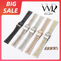 rolamy 20 22mm top quality 316l straight end solid screw links replacement watch band strap jubilee bracelet for seiko omega