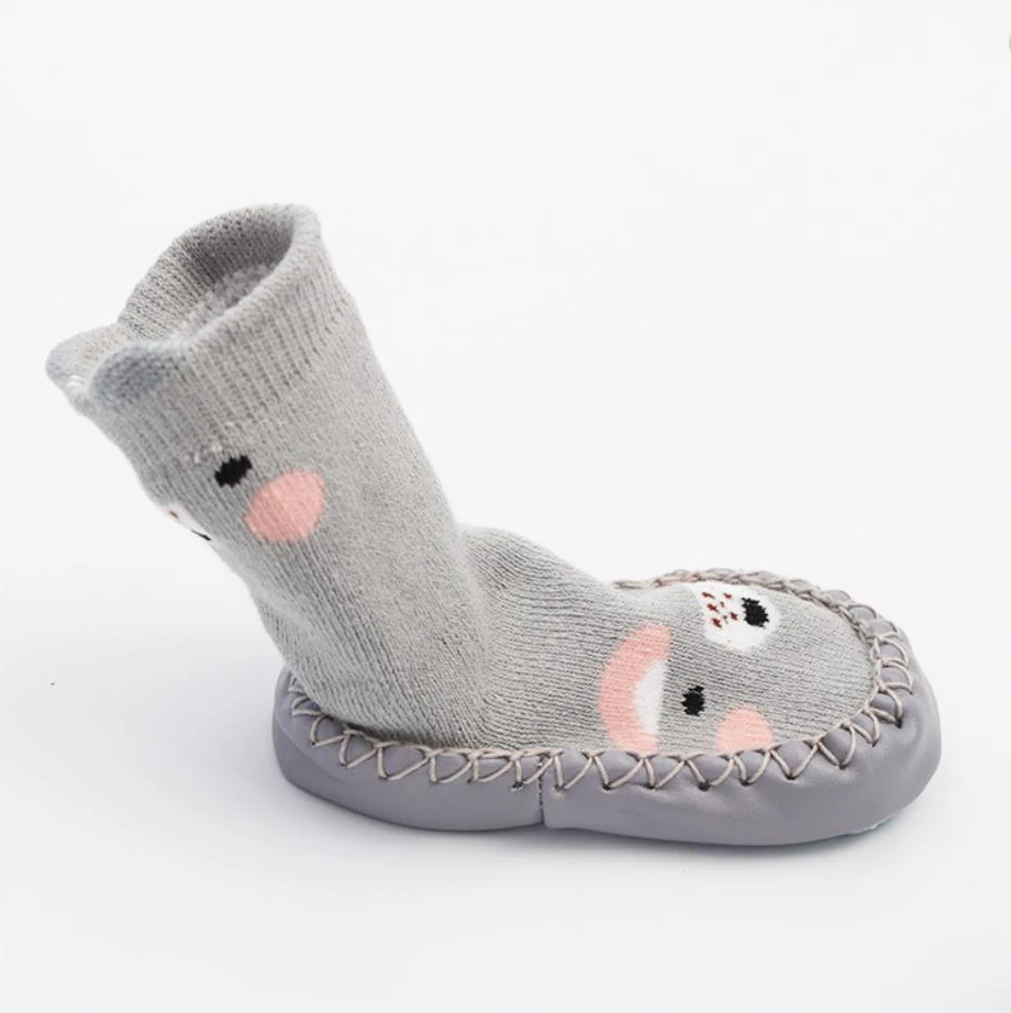 Cute Baby Girl Противоскользящие Носки Новорожденного Мультфильм Животных Теплые Хлопчатобумажные Носки Обувь Мальчик Мягкая Кожаная Подошва Младенческая Домашние Носки