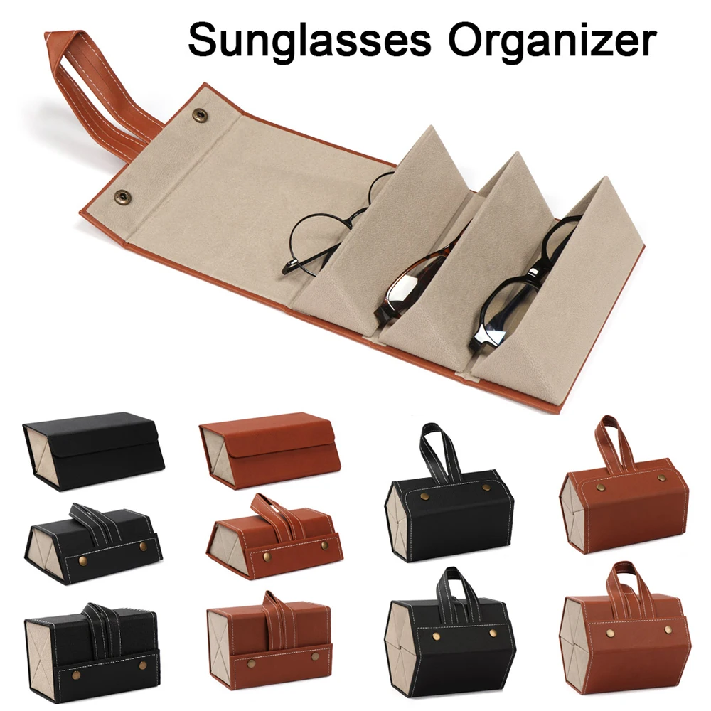 

PU Leather Multi-slot Portable Travel Eyeglasses Holder Sunglasses Case Glasses Organizer Storage Box