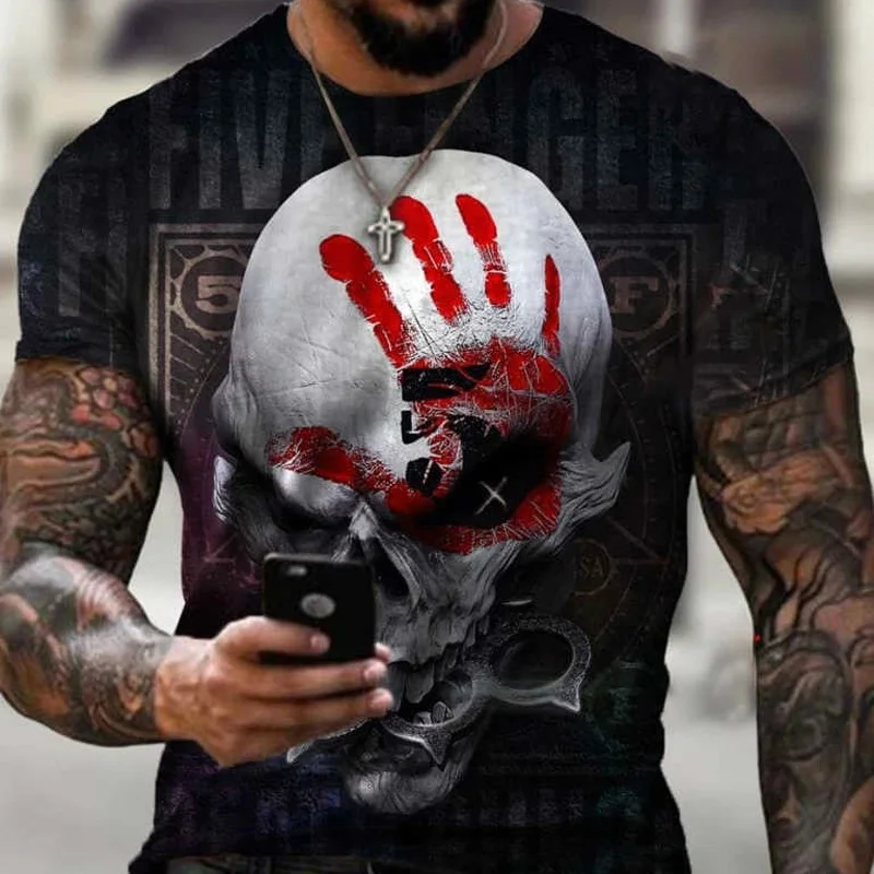 

New Muscle Skull 3D Printing Hip-Hop T-shirts Men Women Fashion Oversized T-shirt Harajuku Style Summer Short-Sleeved T-shirt