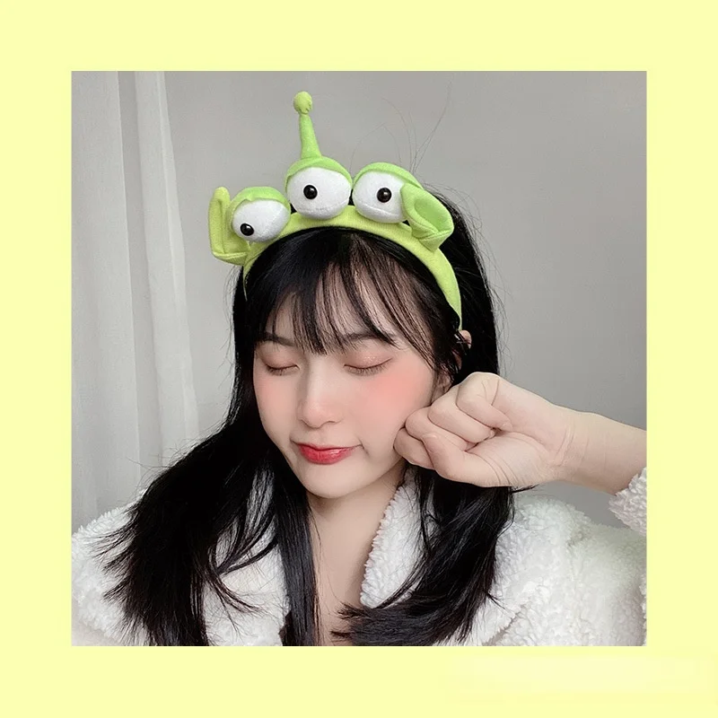 

20pcs Cute Soft Plush Fleece Cartoon Three Eyed Monster Headband Makeup Face Wash Shower Spa Mask Daily Necessities