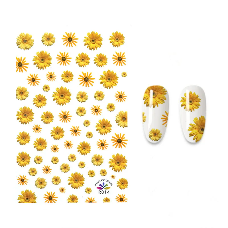 

Flower Nail Sticker Art Stickers Foil Adhesive Decals Sunflower Designs Manicure Decorations