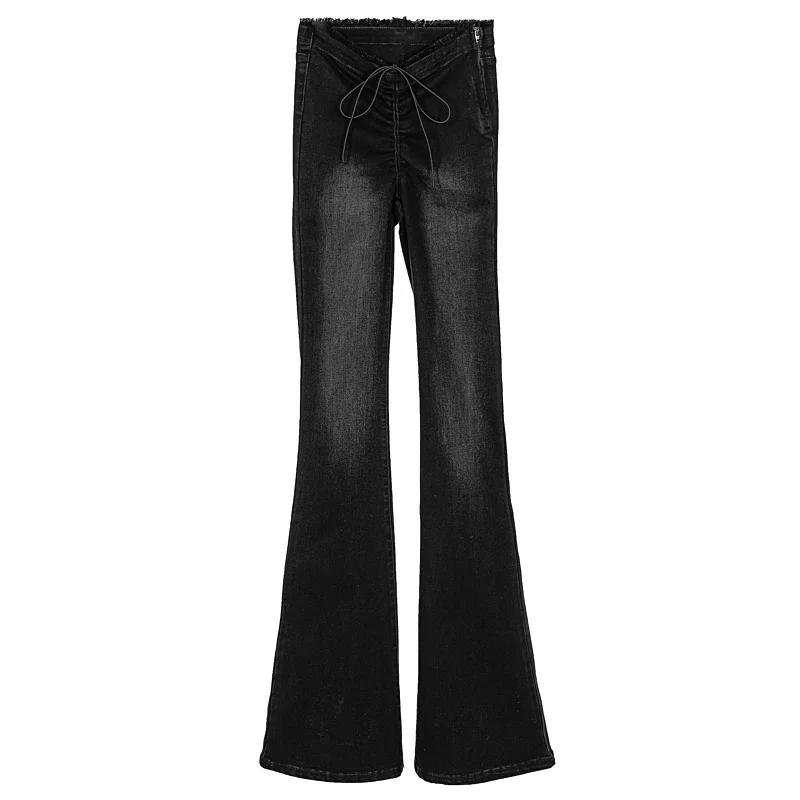 

Kywommnz Denim Pants Drawstring Jeans Women 2021 Spring Autumn Versatile Low Waist Slim Pants Long Pants E3473
