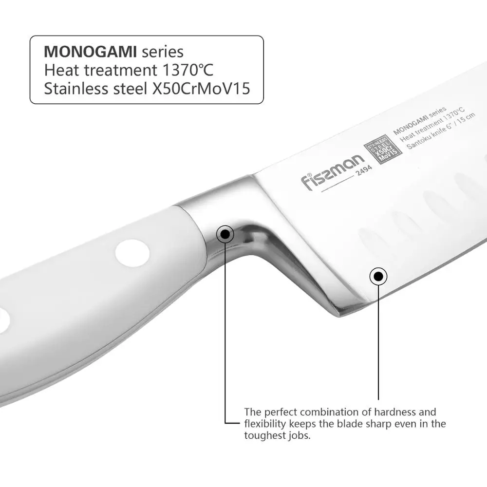 FISSMAN 6 дюймовый нож сантоку серия MONOGAMI стальные кухонные ножи Germen|Кухонные ножи| |