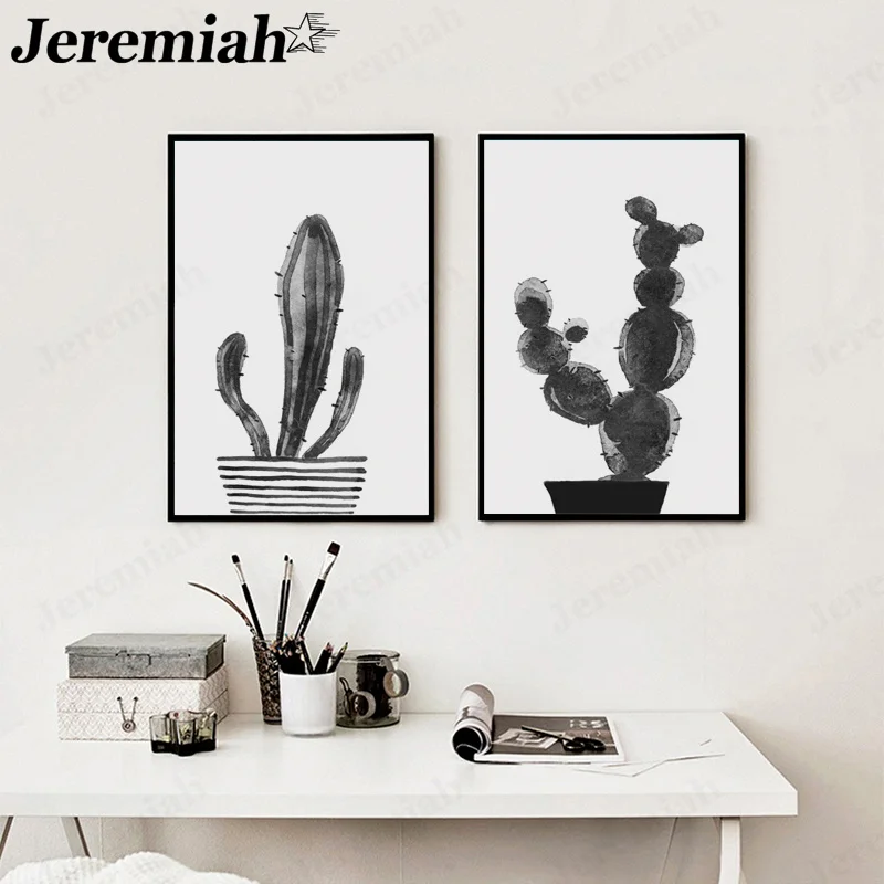 

Nordic Black and White Desert Plant Canvas Poster Cactus Potted Painting Print Wall Art Bedroom Home Decoration Wall Stickers