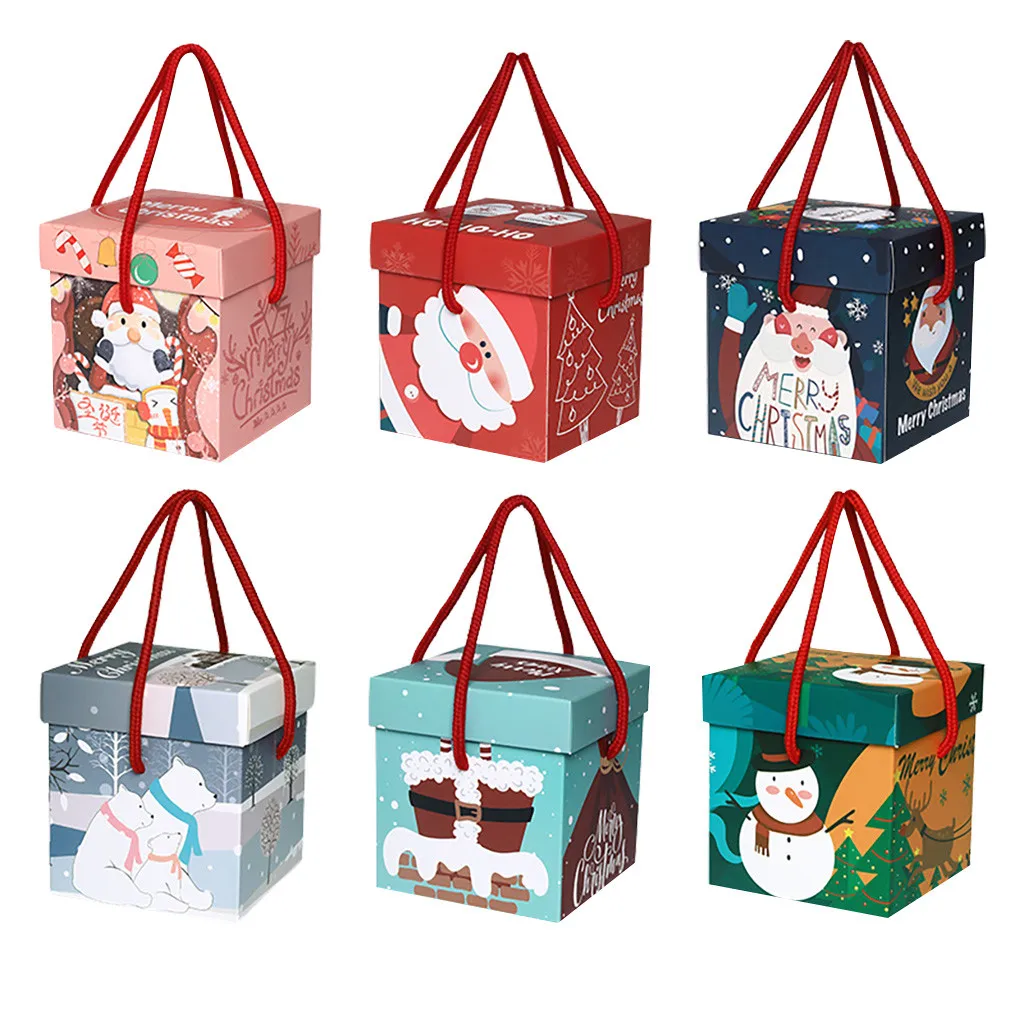 18pcs Christmas Gifts Packaging Box Paper Square Cube Apple Candy Container Present For Friends Presentes De Natal | Дом и сад