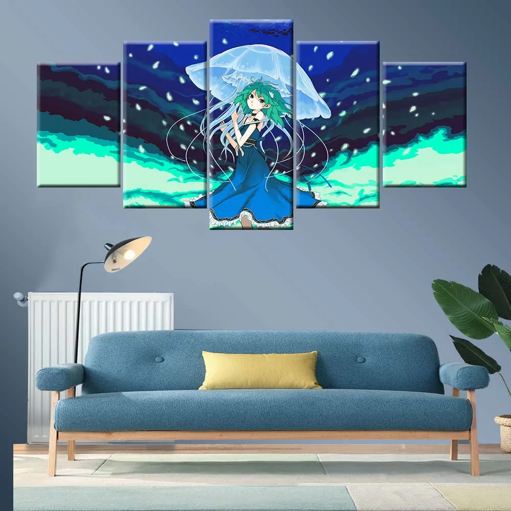 One Set 5 Pieces Guilty Crown Anime Painting Canvas Print Modular Picture HD Modern Wall Art Home Decor Bedroom | Дом и сад