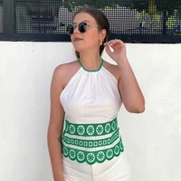 ardm fashion sexy embroidery white summer blouses holiday vintage halter sleeveless lace vintage shirts cropped tops women 2021