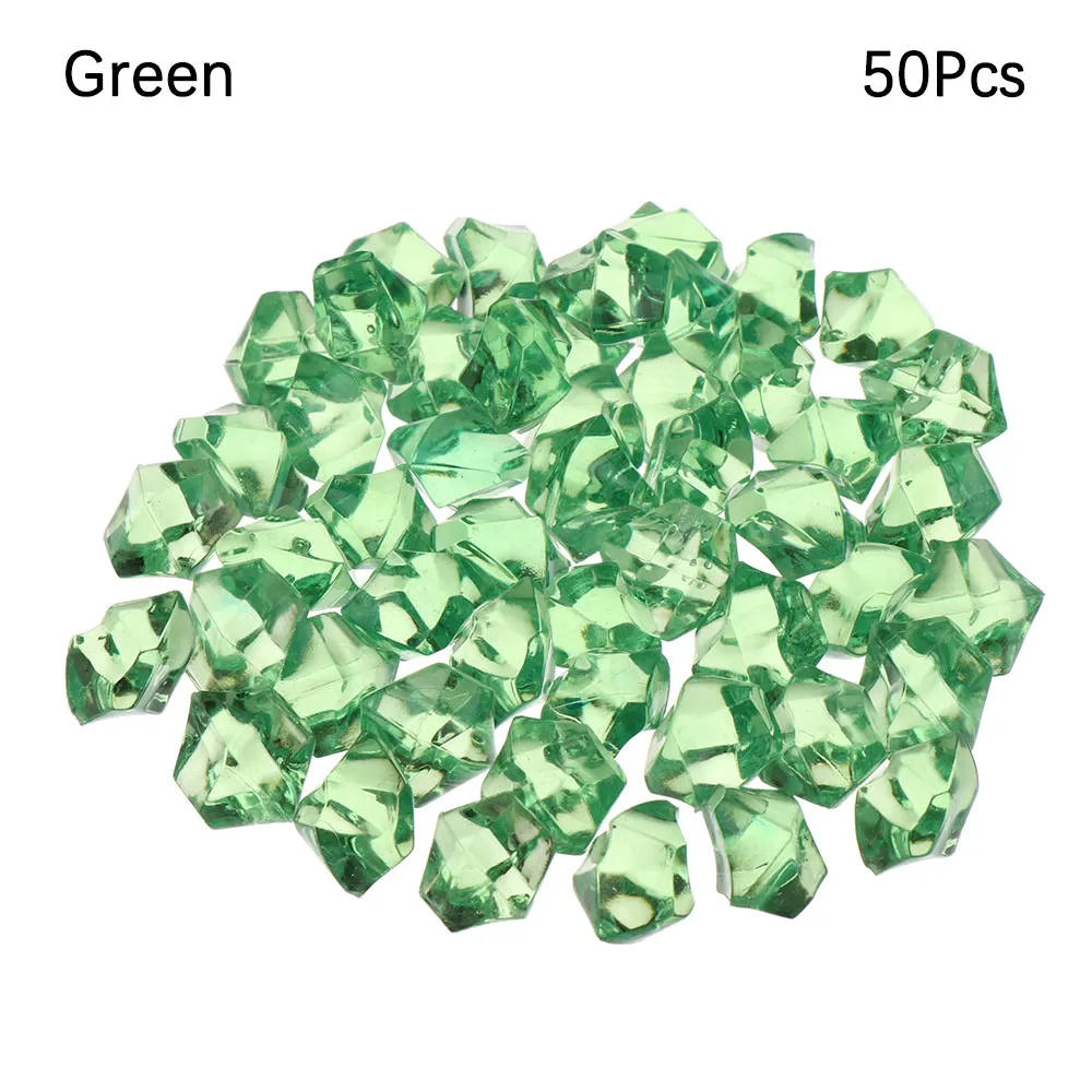 green 50 шт. красочные искусственные камни булыжники хрустальные кубики льда наполнитель для сосудов галька аквариум пейзаж аквариум домашнее приспособление для украшения - Цвет: green