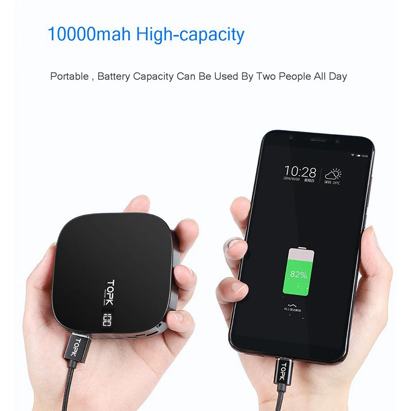 Vogek внешний аккумулятор 10000 мАч Мини Внешний Двойной USB светодиодный дисплей