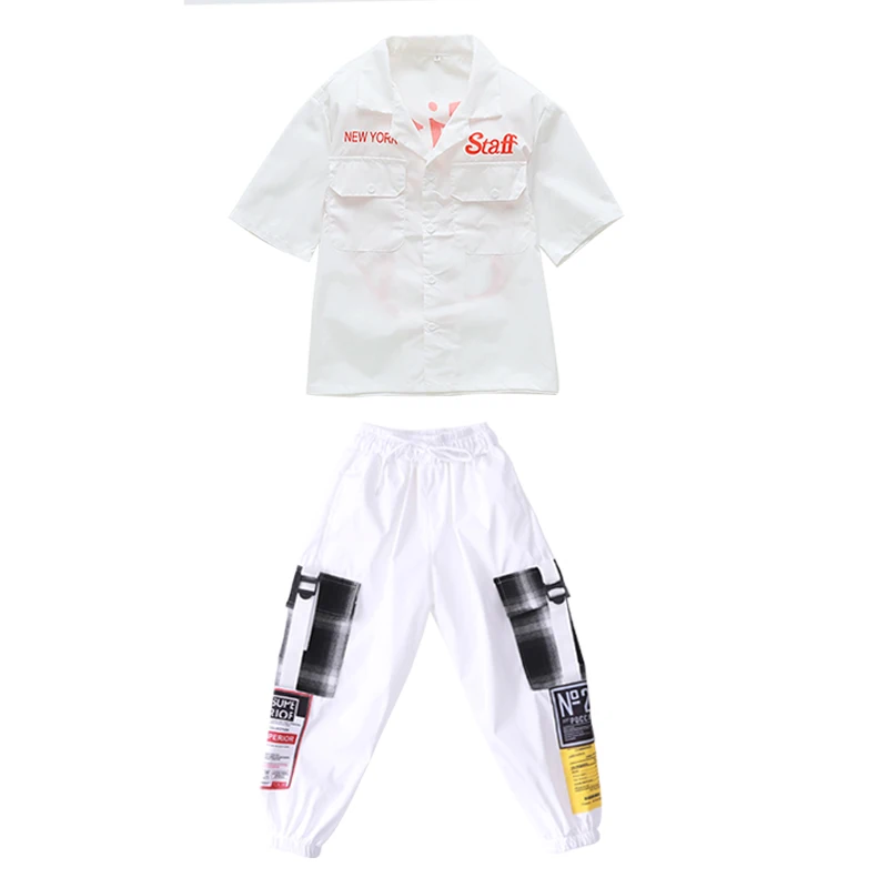 Детская одежда для фестиваля в стиле хип хоп белая футболка повседневные штаны