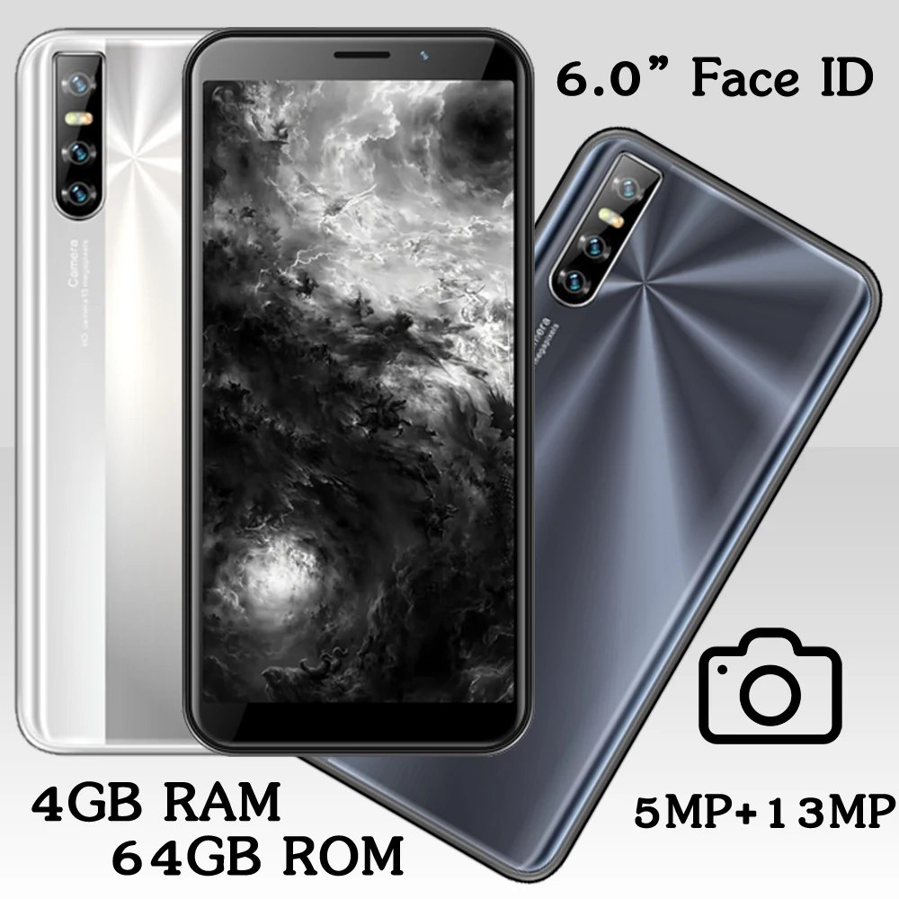 

10X Pro Face ID MT6580 4G RAM 64G ROM Mobile Phones Unlocked Quad Core Android Phones 6.0" Big Screen Smartphones 13MP HD Camera
