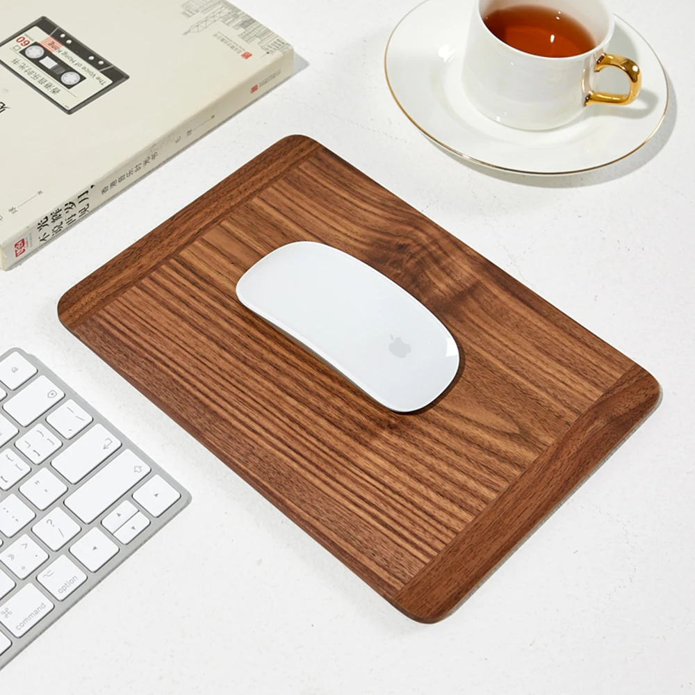 Черный грецкий орех деревянные Мышь коврик для офиса дома гладкая Защита