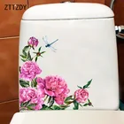 ZTTZDY 23,5  23,8 см роскошный пион Стрекоза креативные наклейки для туалета декор для ванной комнаты классические наклейки на стену T2-1087