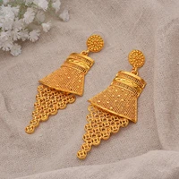 24k long dubai gold color earrings for womenwedding earrings bridal african wedding ornament wife gifts bijoux africaine dubai