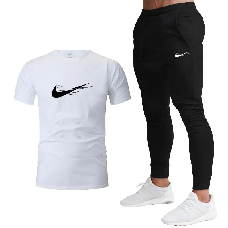 

2021 men's summer T-shirt + pants men's suit track suit sportswear track suit men's short-sleeved T-shirt 2-piece set