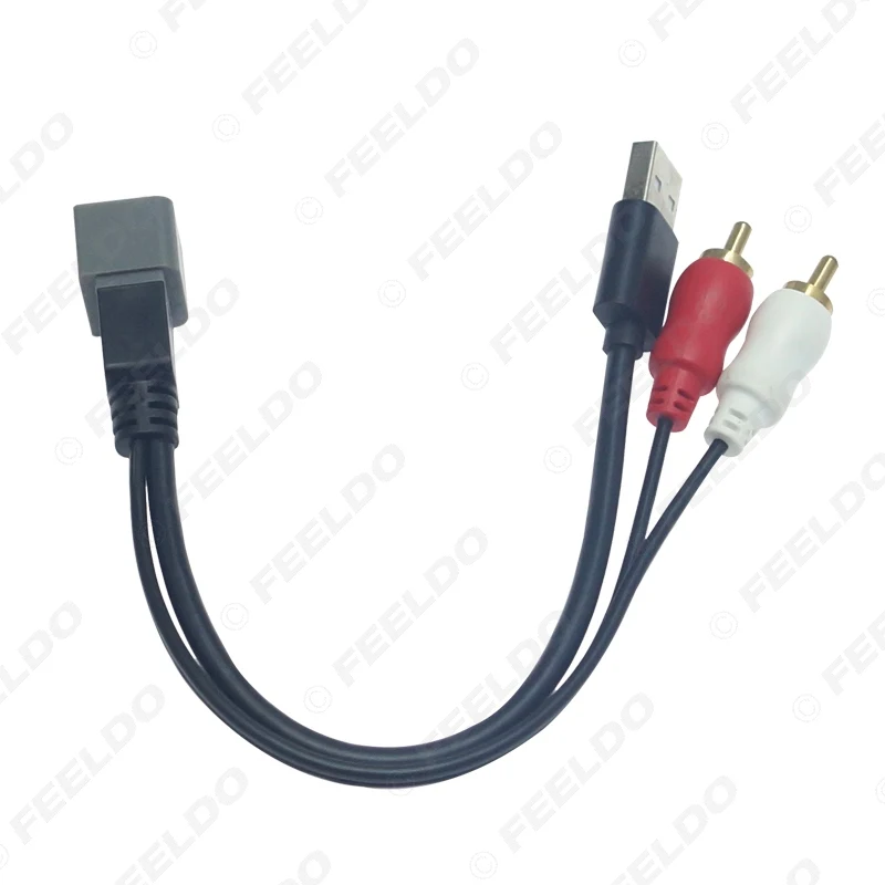 Автомобильный 2 RCA штекер USB A адаптер аудио конвертер AUX кабель для Nissan Cube Juke Versa AV #