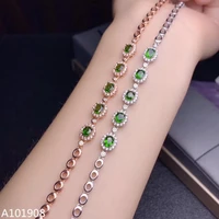 kjjeaxcmy boutique jewelry 925 sterling silver inlaid natural diopside bracelet womens jewelry beautiful support test