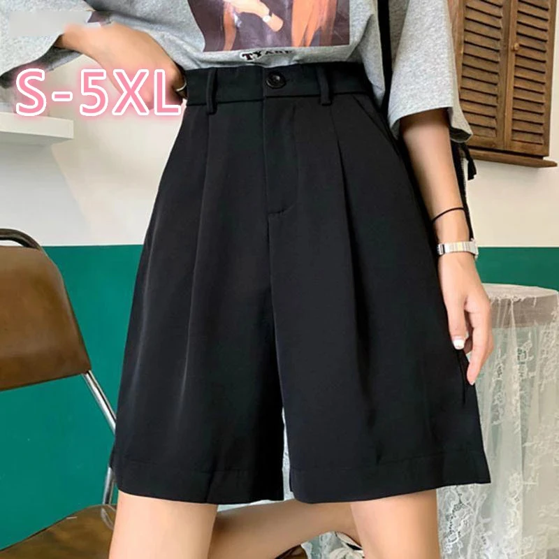 

Shorts Women Summer High Waist Solid Plus Size 5XL Loose Korean Fashion Leisure Chic Simple All-match Tees Ulzzang Daily vegan