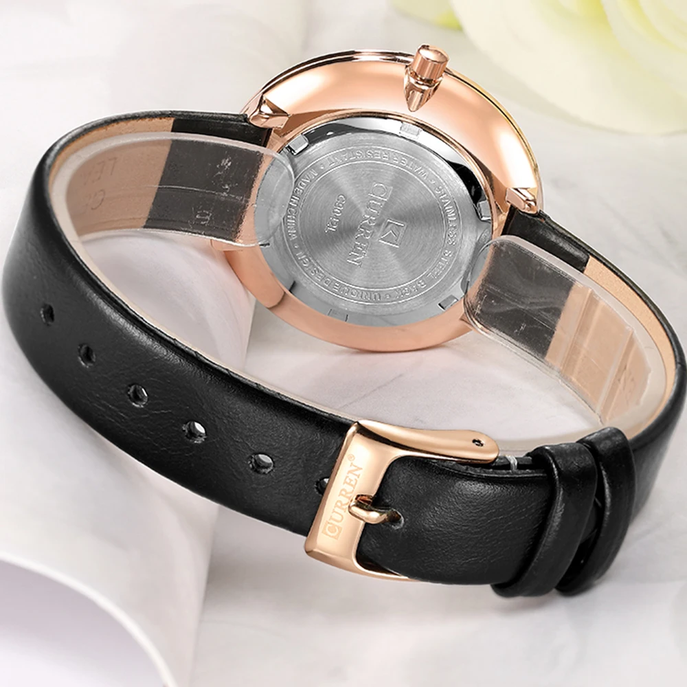 

CURREN Fashion Slim Quartz Watches Ladies Leather Strap Wristwatch Womens Watch Black Clock Female Casual Accessories Relojes