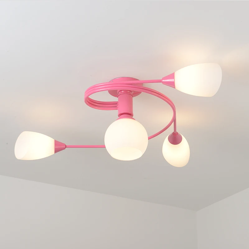 Pink-4 lights Современная многоцветная промышленная люстра, потолочный светильник, освещение для помещений, светодиодный светильник для гостиной, спальни, потолочные светильники для детей - Цвет абажура: Pink-4 lights