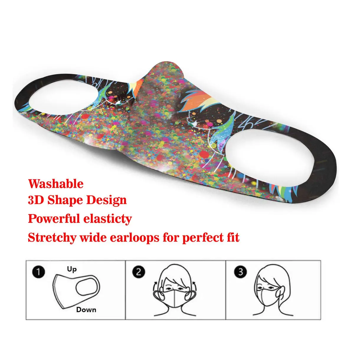 

Dust Mask Shiny Space Rainbow Horse Mouth Face Mask for Adult Kids Windproof Washable Reusable