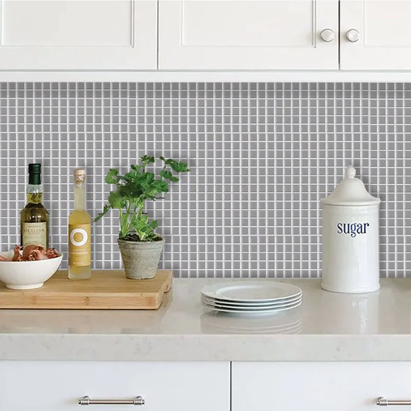 

12Inch Mosaic Hard Tile Sticker Flat Printed In 3D Transfers Cover for Kitchen Bathroom Decor Wallpapers Peel & Stick Art Poster