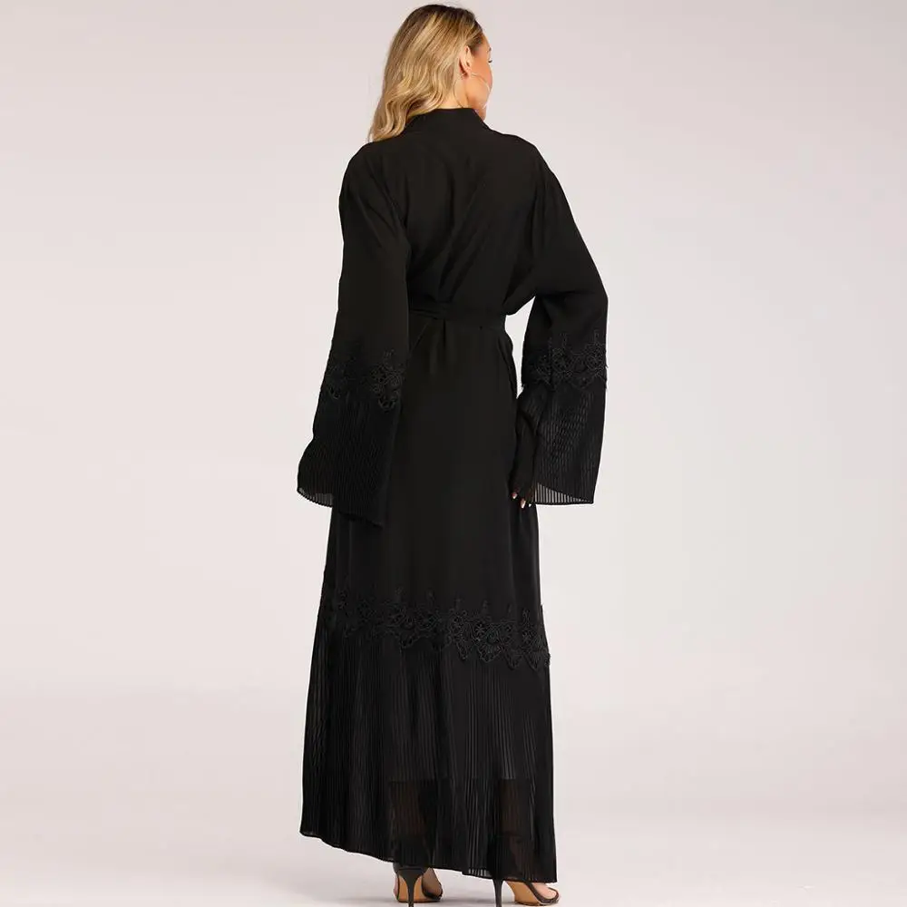 Черная кружевная Абая Дубай Турция Caftan Marocain мусульманское хиджаб платье Ramadam Eid