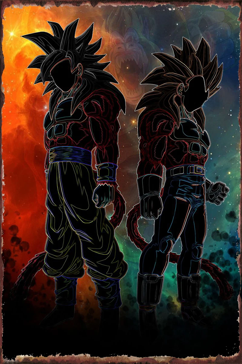 

Винтажный металлический знак Goku and Vegeta SSJ4, оловянные таблички, Настенный декор, украшение для комнаты в стиле ретро для клуба, мужской пещеры...