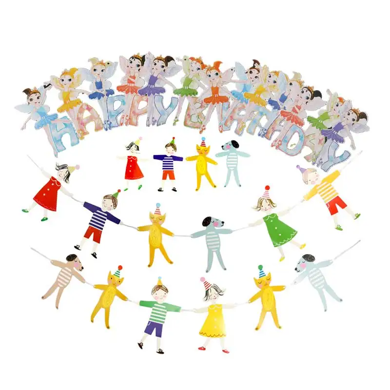 1 Набор сделай сам С Днем Рождения овсянка баннеры Вымпел бумага с Фламинго флаг
