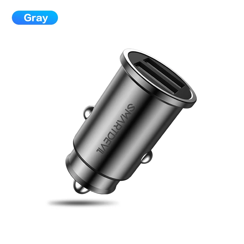 Gray Автомобильное зарядное устройство SmartDevil USB, быстрая зарядка 4.8A, зарядное устройство для мобильного телефона, 2 USB порта, быстрое зарядное устройство для iPhone, samsung, планшета, автомобильное зарядное устройство - Тип штекера: Gray