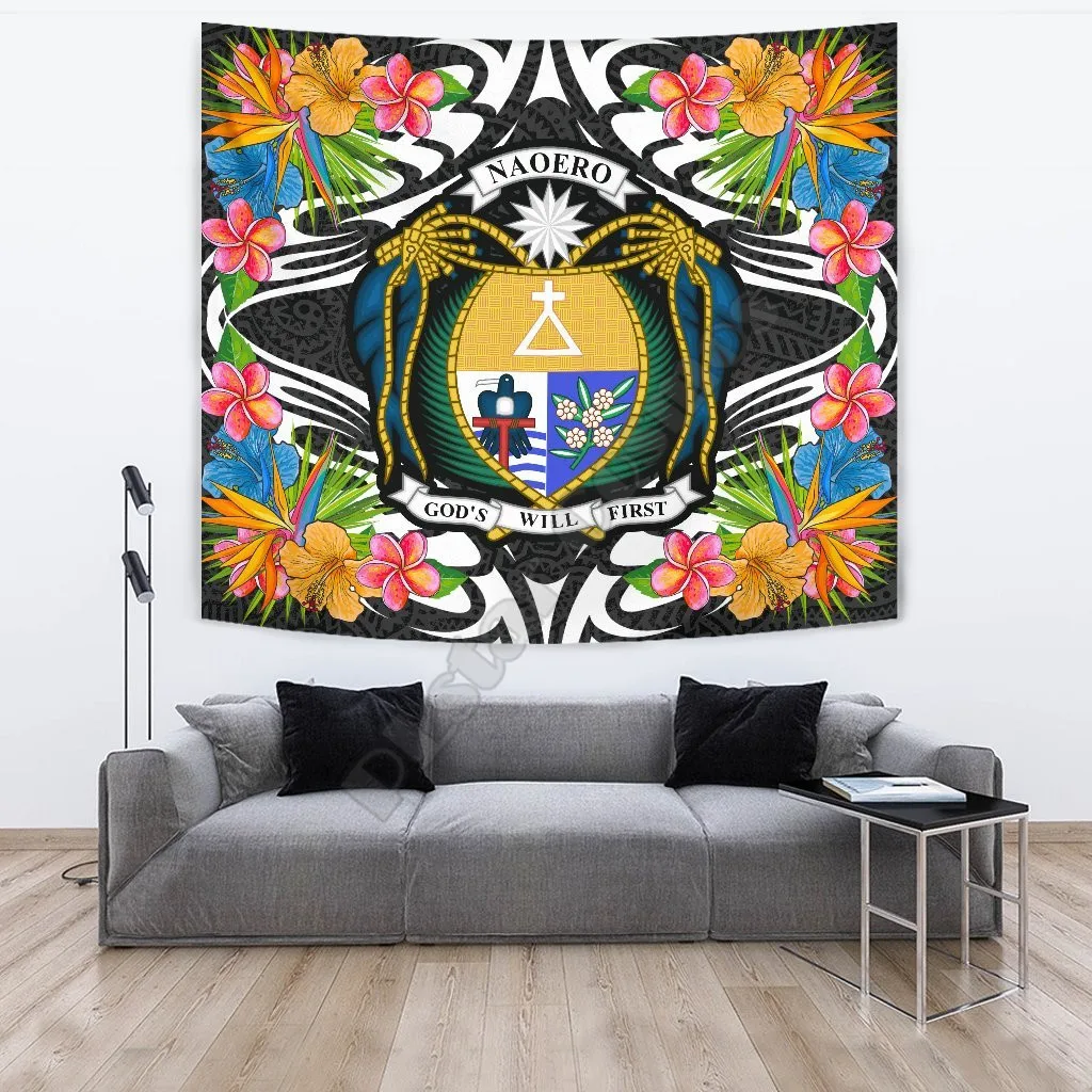 

Nauru Tapestrys Tropical Flowers Style 3D Printed Tapestrying Rectangular Home Decor Wall Hanging