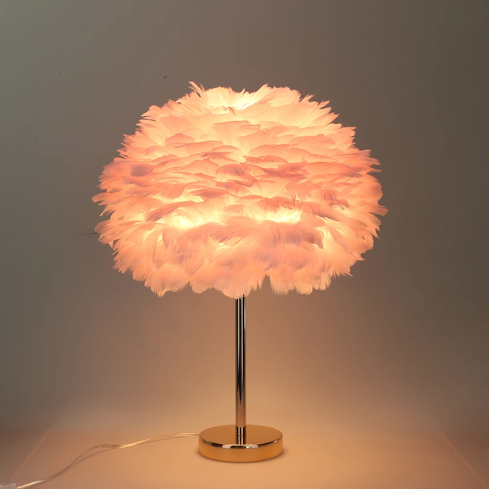 

Modern Nordic Feather Night Light Bedside Reading Lamps Bedroom Party Wedding Romantic Room Decoration Feather Lighting