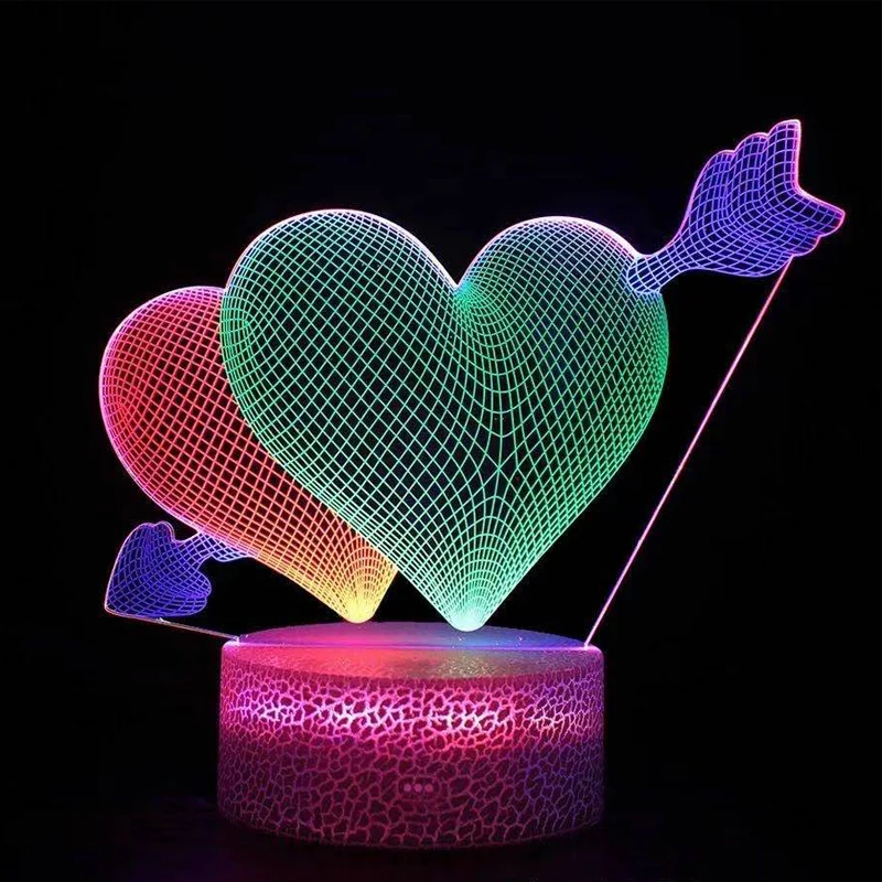 

3D многоцветный светодиодный Ночной светильник с трехмерной аппликацией в виде настольная лампа спальня бар стол украшения подарок ко Дню С...