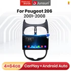 Junsun V1 Pro 4G + 64G Android 9,0 4G Автомобильный Радио мультимедийный плеер для Peugeot 206 2001-2008 GPS навигация no 2din dvd Авторадио